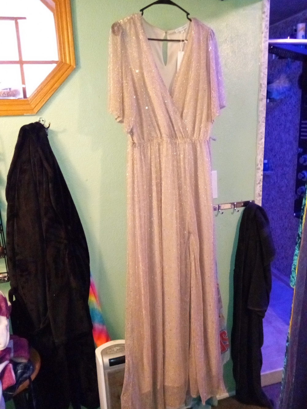 Baltic Born Champagne Shimmer V-Neck Maxi Dress